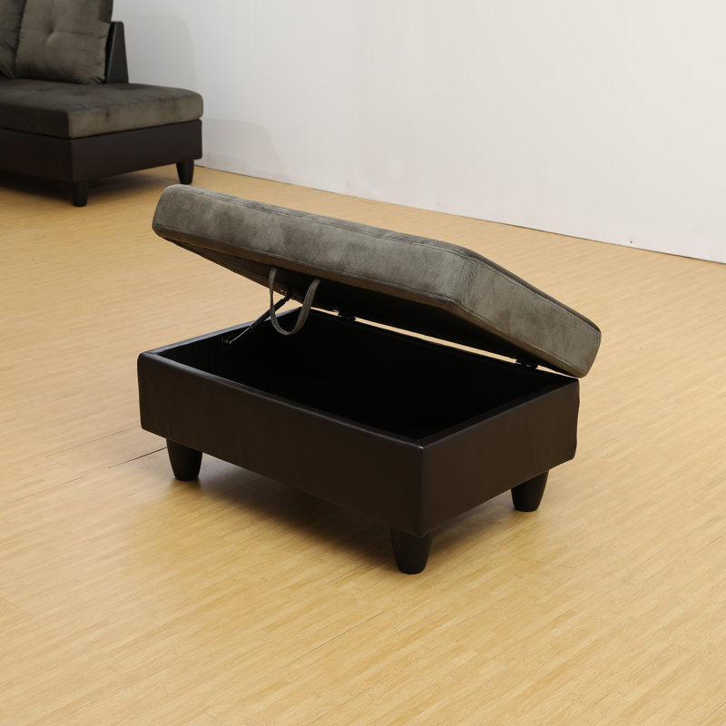 Darryn 35" Wide Upholstered Storage Ottoman, Brown Fabric