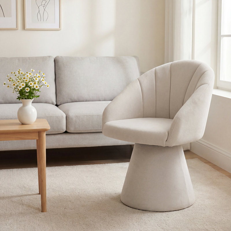 Chaise d'appoint rembourrée en tonneau avec tissu chenille, fauteuil de salle à manger pivotant, fauteuil de coiffeuse confortable avec dossier incurvé pour la salle de maquillage 