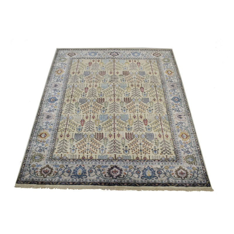 Tapis oriental beige noué à la main Davisboro