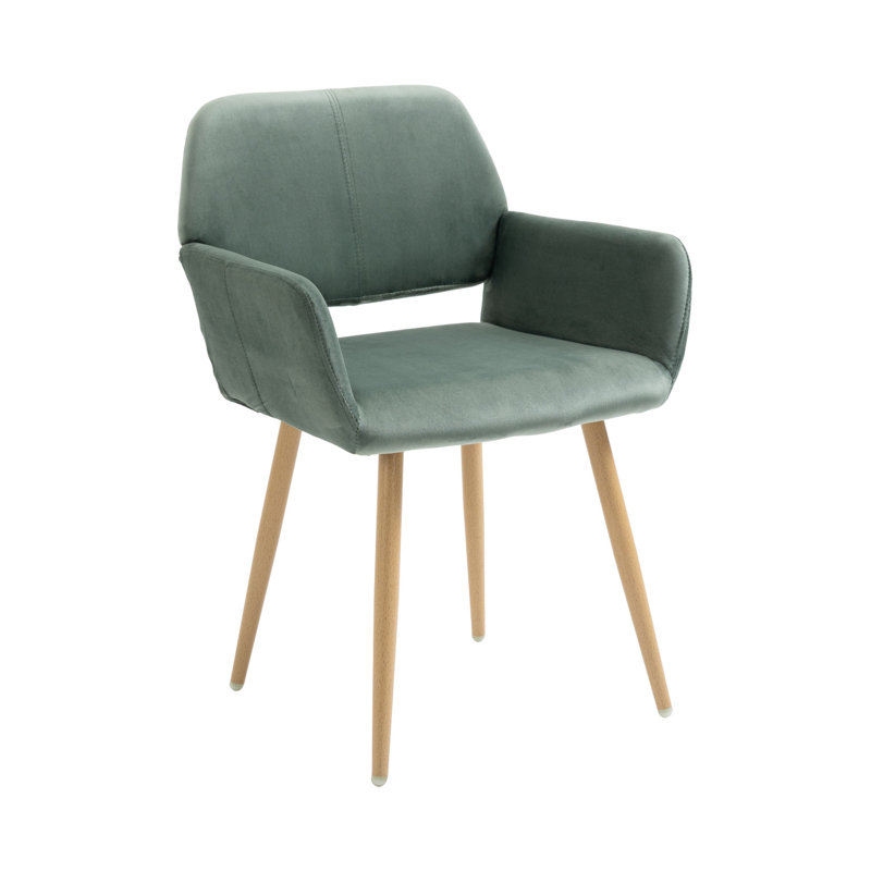 Chaise rembourrée en velours à dossier ouvert, Vert