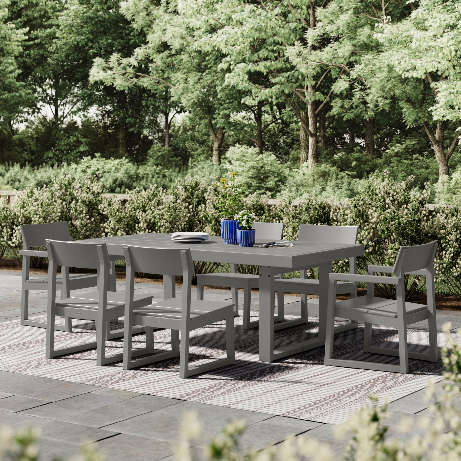 POLYWOOD® Edge 78" Patio Dining Set, Slate Gray