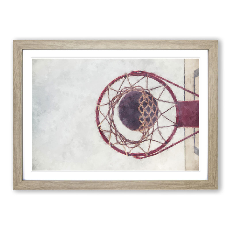 The Basketball Hoop - Picture Frame Painting Print, 62cm H x 87cm W x 2cm D, Oak Framed