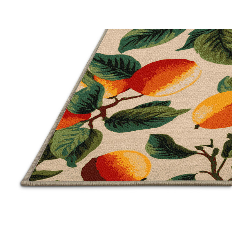 Washable Nectarine Fruits Area Rug, Rectangle 7' x 10'