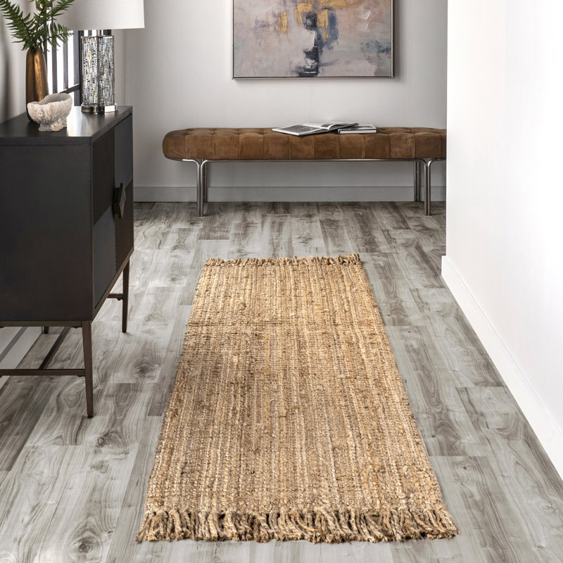 Isalena Handmade Flatweave Farmhouse Jute Area Rug in Natural, Runner 2'6" x 12'