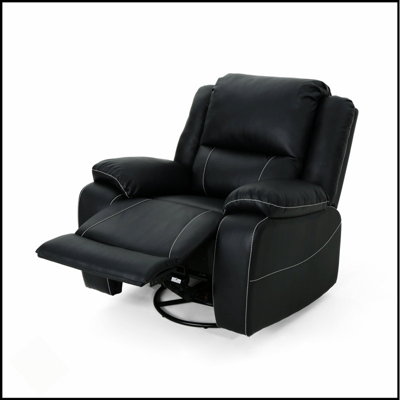 39 Inch Wide Faux Leather Manual Swivel Recliner, Perfect For Comfort And Modern Living Spaces