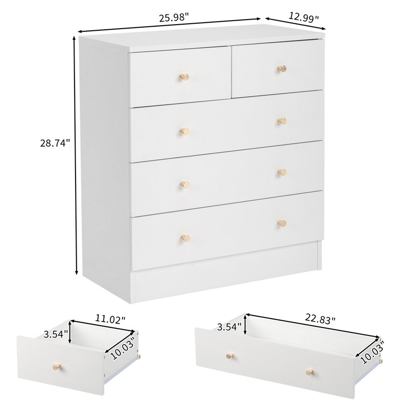 Cilegon 5 - Drawer Storage Cabinet, White