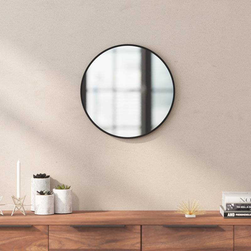 Round Mirror, 24" x 24", Black
