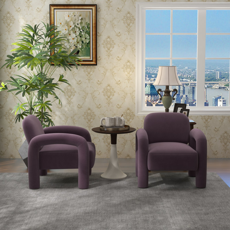 Fauteuil Iryanna, Velours mauve, 2
