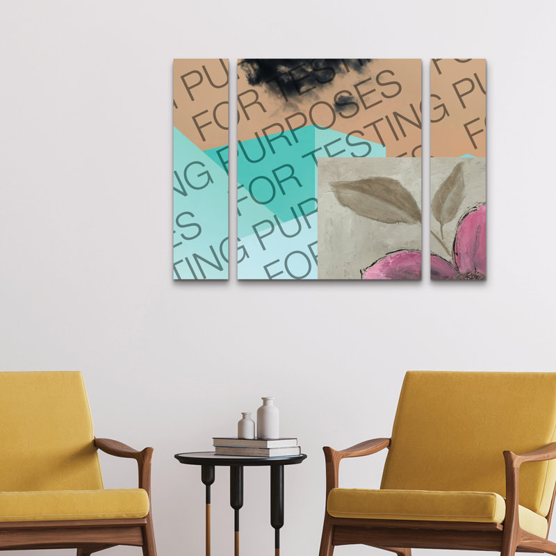Ensemble de 3 panneaux muraux - Emily Adams «Plum Floral III», art mural sur toile pour le salon, la chambre à coucher ou le bureau 