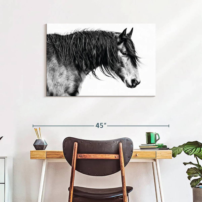 Brampt Black And White Horse Portrait III, 24" H x 36" W