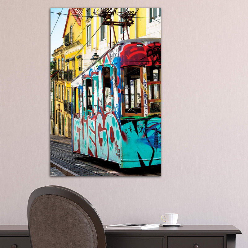 Graffiti Tramway Lisbon by Philippe Hugonnard - Wrapped Canvas Print, 101.6 cm H x 66.04 cm W x 1.91 cm D