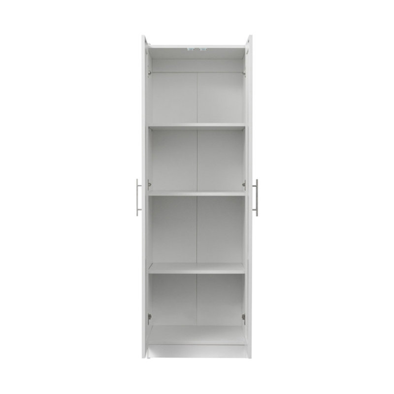 Armoire haute et armoire de cuisine avec 2 portes et 3 cloisons pour séparer 4 espaces de rangement, blanc