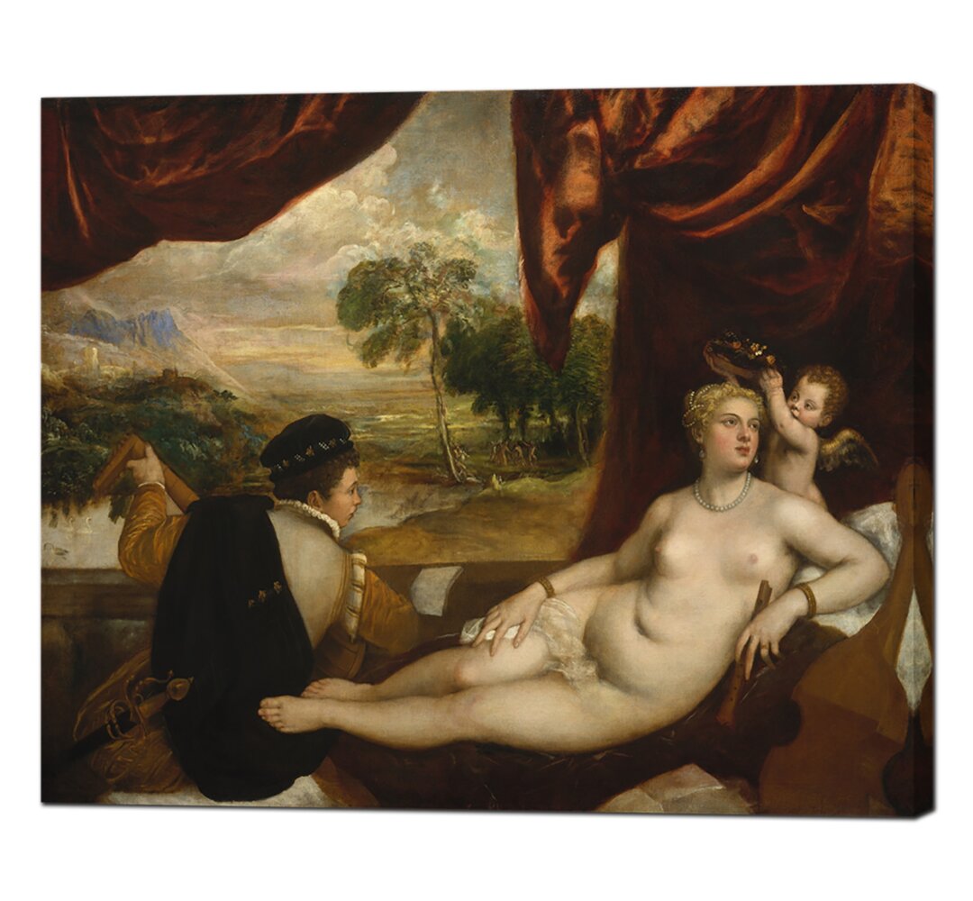 Venus Ans The Lute Player von Tizian - Gemälde auf Leinwand drucken