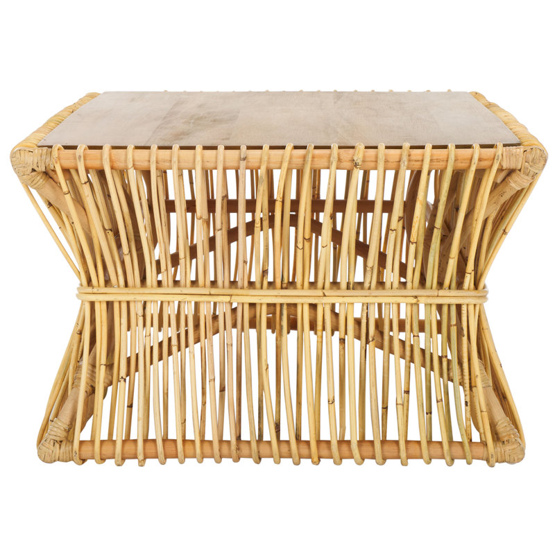 Locke Solid Wood Top Coffee Table, Natural Golden Brown