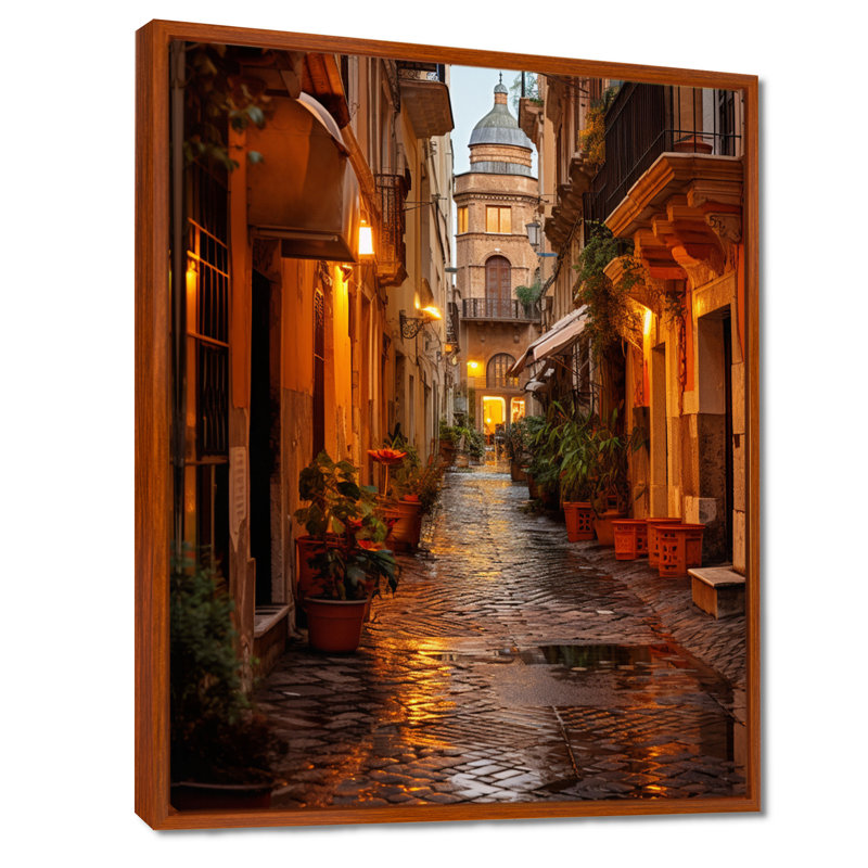 «Maighdiln Italy Eternary City Whispers», art mural pour le salon en Italie, H 32 po x l 16 po x P 1 po, Cadre flottant brun