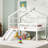 Twin Low Loft House Bed With Slide,  Ladder, Safety Guardrails, House Roof Frame,White-1979090433