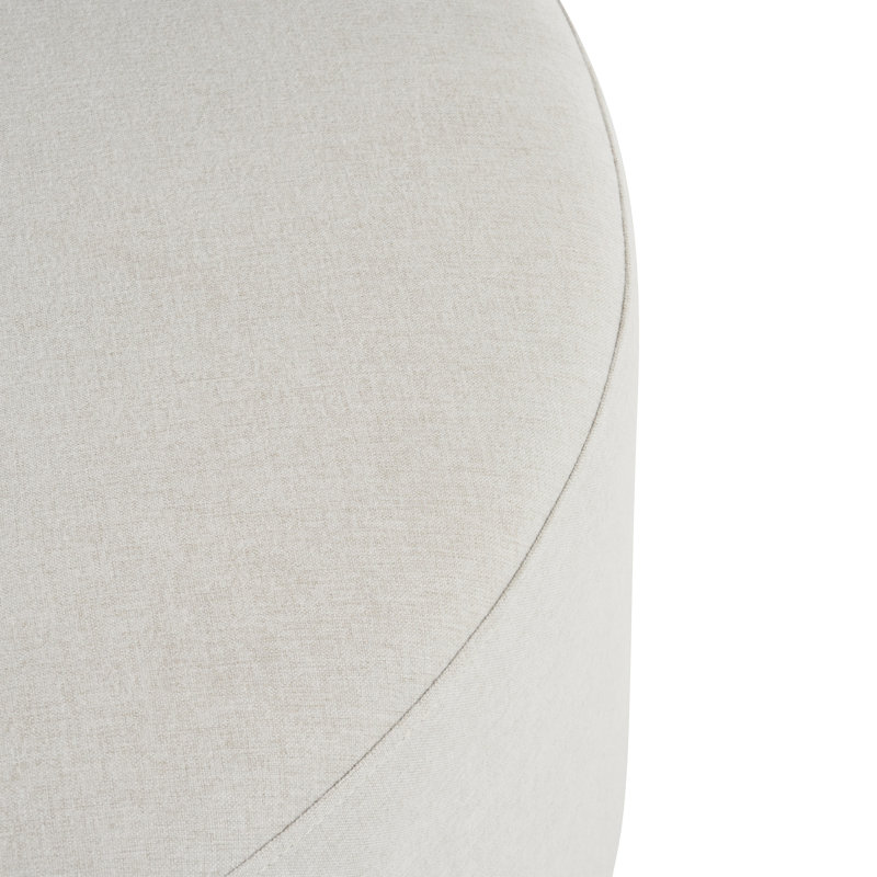 Repose-pieds rond blanc en tissu avec pieds, simple et pratique pour le salon de la chambre à coucher, surface idéale en bois d'hévéa de soutien doux, stable et confortable