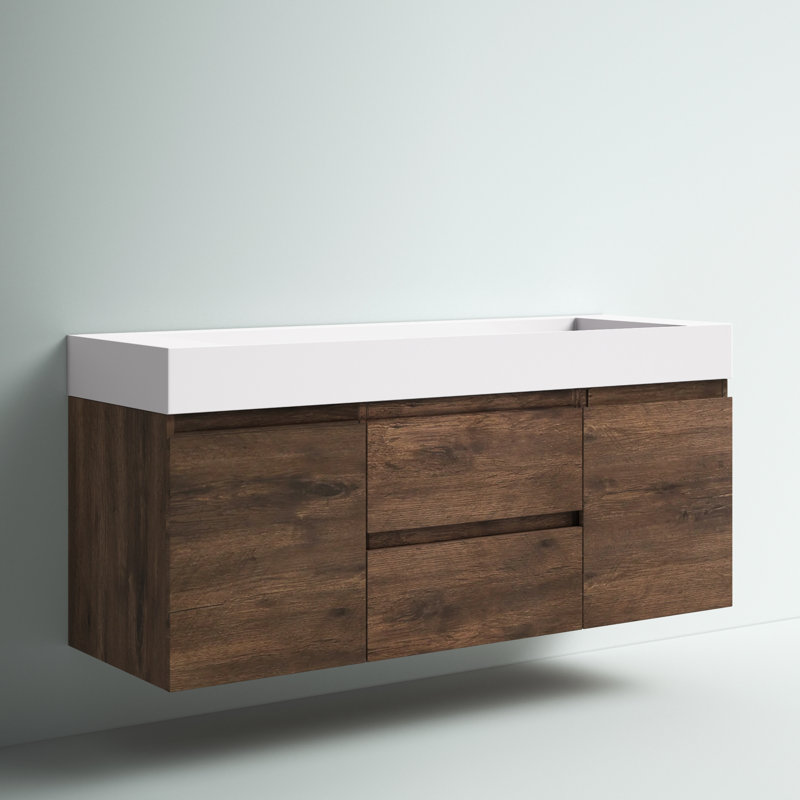 Babajide Bathroom Vanity with Acrylic Top, Rosewood