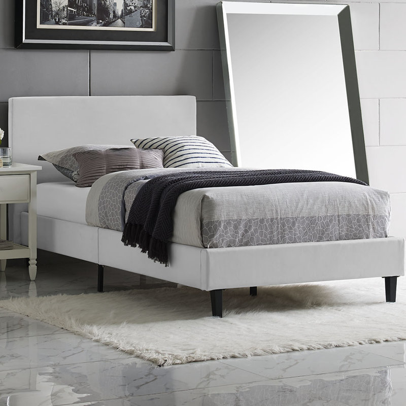 Anya Full Double White Faux Leather Upholstered Bed Frame