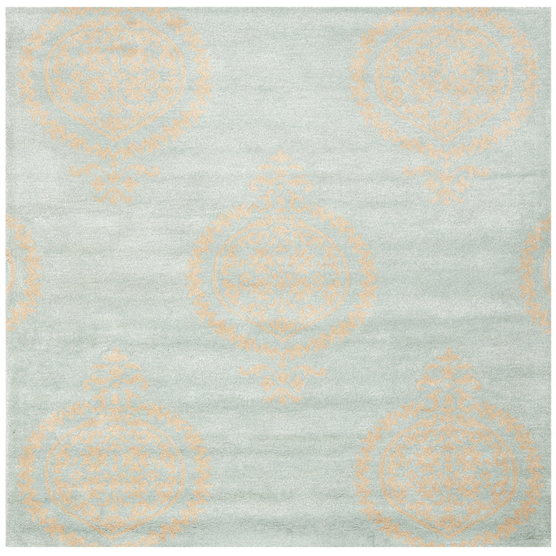 Candelo Hand Tufted Wool And Viscose Floral Rug, Square 6'