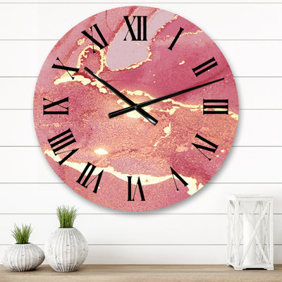 Horloge murale I rose et or liquide