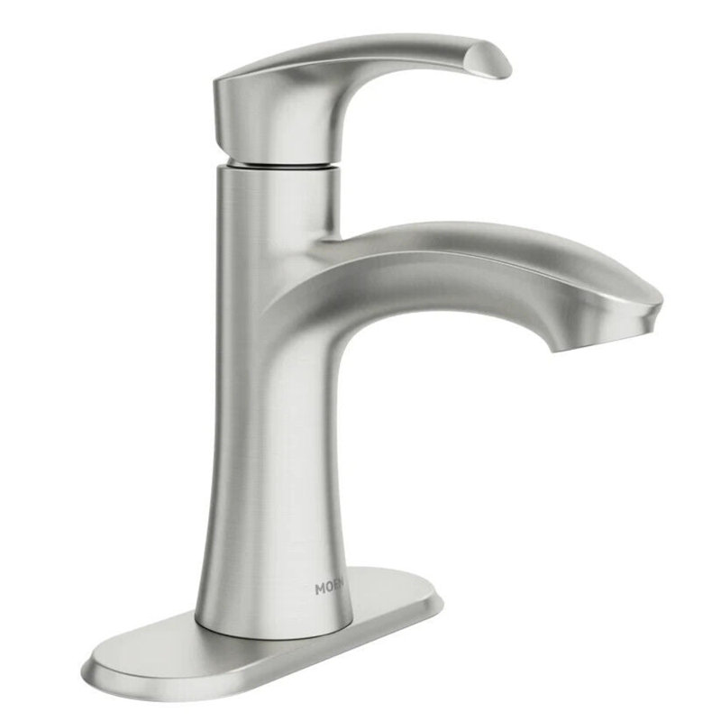 Moen Graeden Spot Resist Brushed Nickel Single Hole 1-Handle Bathroom Sink Faucet with Drain and Deck Plate