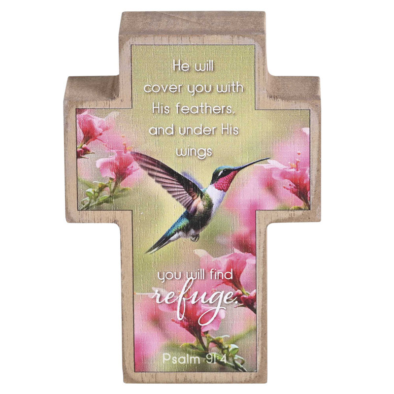 Tabletop Cross Hummingbird He Will Cover