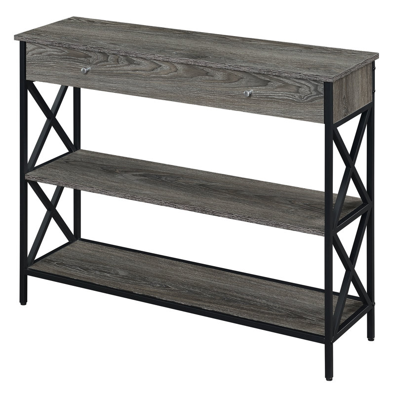 Console noire 39,5 po Adreyan, Plateau gris patiné / structure noire, H 31,5 po x l 39,5 po x P 12 po