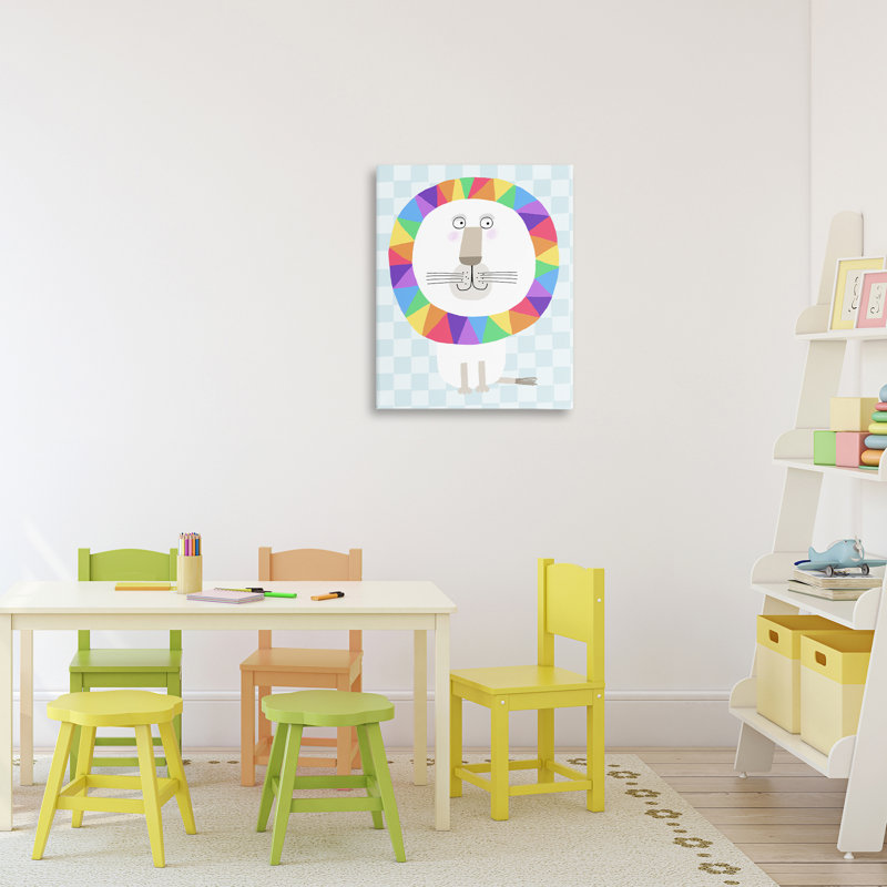 Toile géométrique arc-en-ciel, design par Carla Daly, H 20 po x l 16 po