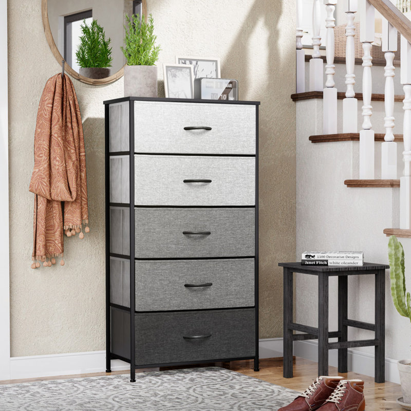 Willmert 23.2'' W 5 - Drawer Dresser, Grey/Light Grey/Black