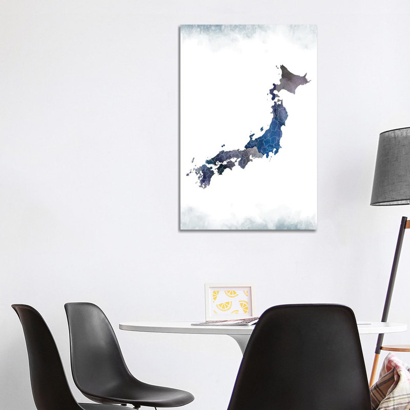 Japan Bluish Map - Wrapped Canvas Painting, 101.6 cm H x 66.04 cm W