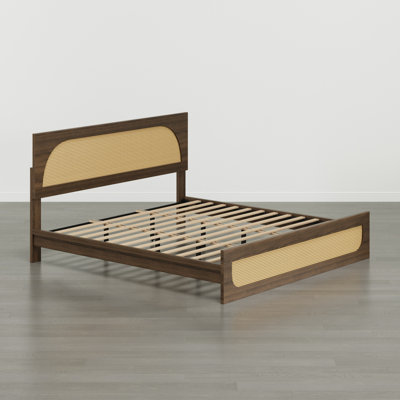 BOHO Rattan Wood Bed