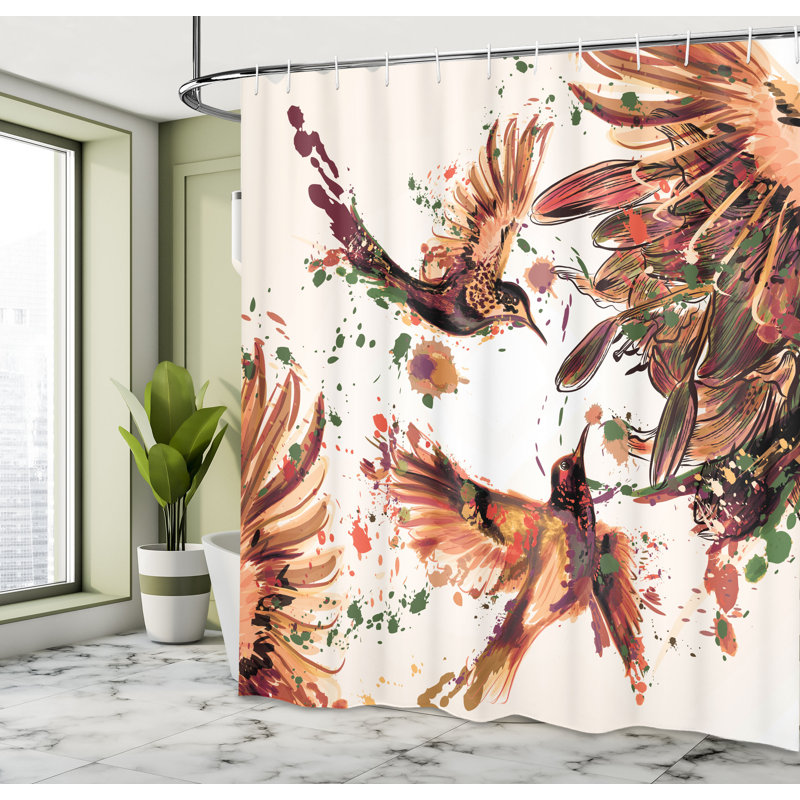 Ensemble de rideau de douche et crochets Hummingbird, H 84 po x l 69 po, Vert amande