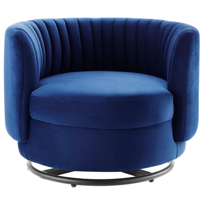 Chaise pivotante en velours Charles Emerald, Velours marine