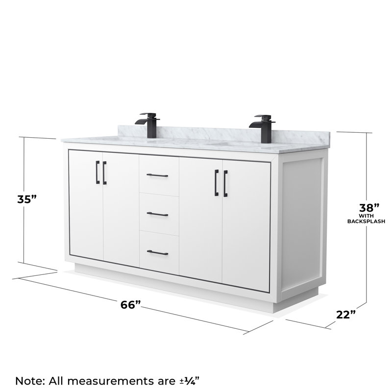 Icon 72" Double Bathroom Vanity Set, White, Satin Bronze, 72"