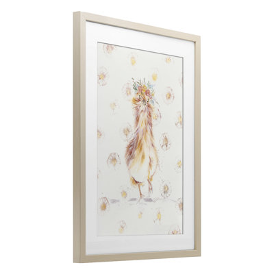 «Silkie Chicken with Daisies», reproduction encadrée sous verre, conception de Cady