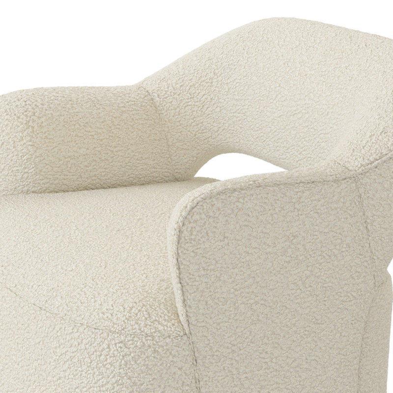 BLYTHE Swivel Armchair Chair with Ottoman, Sheepskin Natural Polyester