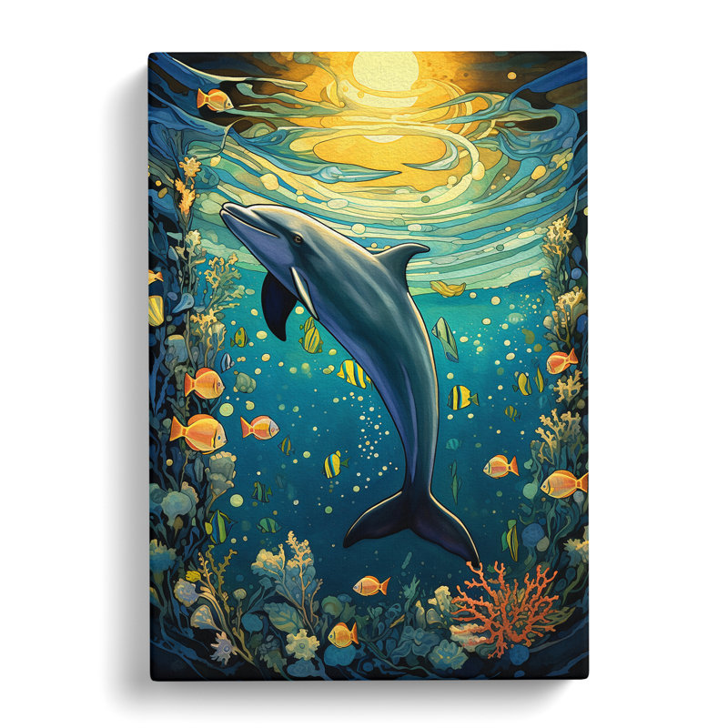 Dolphin Nouveau - Print, 76cm H x 50cm W x 3cm D