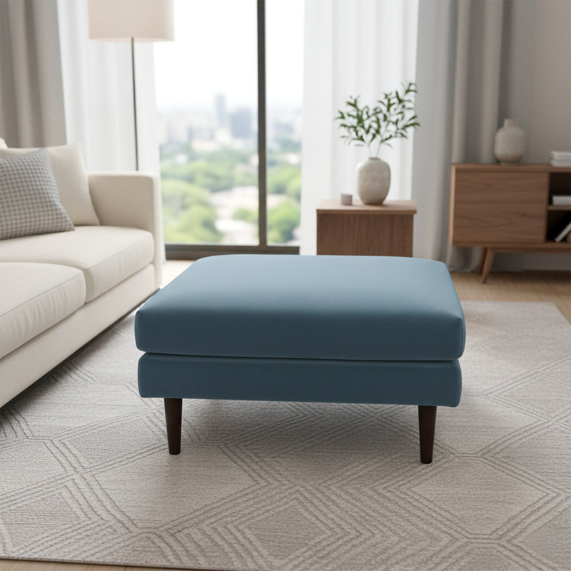 Pouf rembourré Miller 36 po, Bleu, 19" H x 36" W x 36" D
