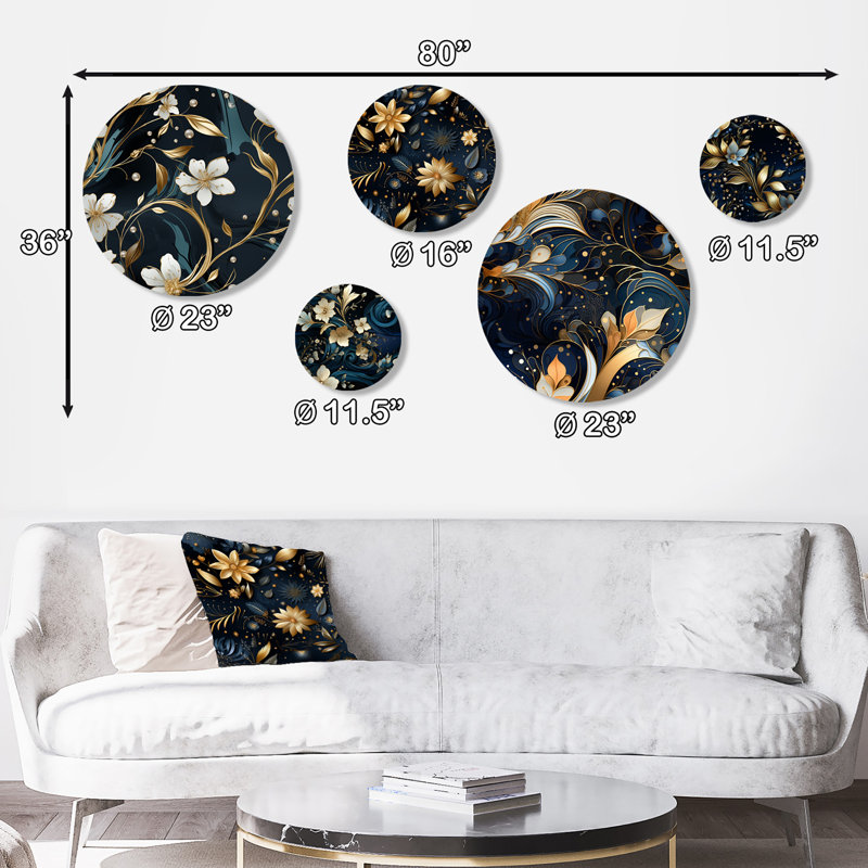 Therrien - Ensemble abstrait d'art mural rond glamour de 5