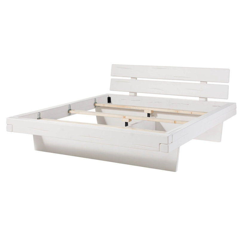 BALKENMÖBEL Solid Wood Bed, White, European Double (140 x 200cm)