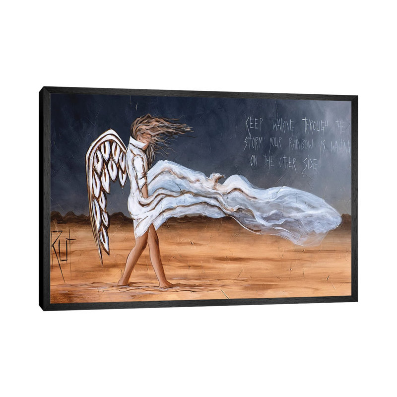 Keep Walking Through the Storm - Graphic Art Print on Canvas, 66.04 cm H x 45.72 cm W, Black Framed