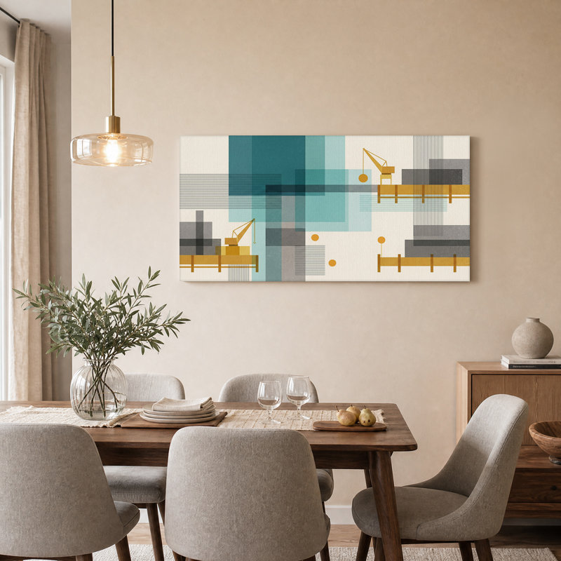 Art mural sur toile géométrique, L 58 po x H 28 po