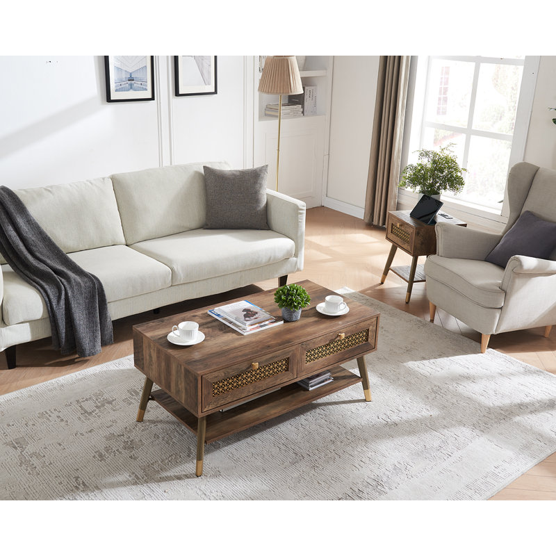 Hedva Single Coffee Table, Rustic Oak