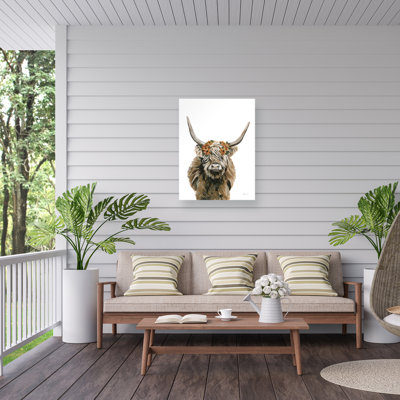 Yvette St. Amant Harvest Cow Floral Outdoor  Canvas