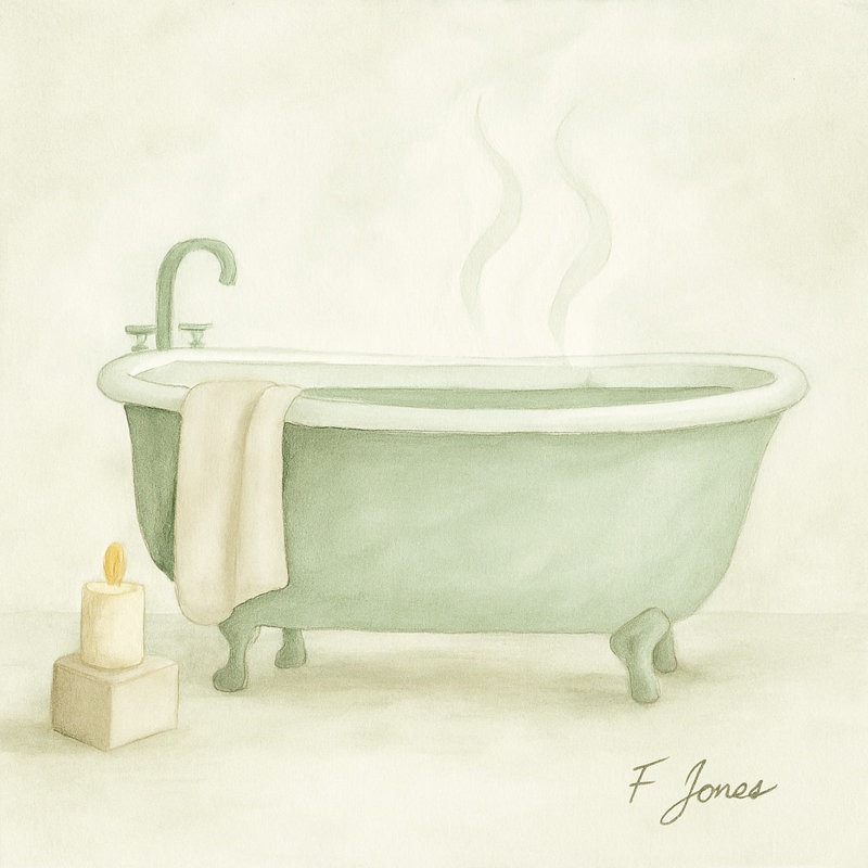 «Gentle Steam - Tranquil Tub», art mural sur toile, H 20 po x l 20 po