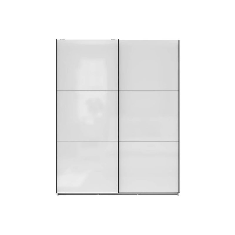 Beverlyn Manufactured Wood Wardrobe, 196cm H x 154cm W x 60cm D, White Gloss