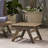 Outdoor Table In Grey Wood, 19.85X19.85X12.48, Open Slat Feature Construction Wood Furniture, 19.85W X 19.85L 12.48H,