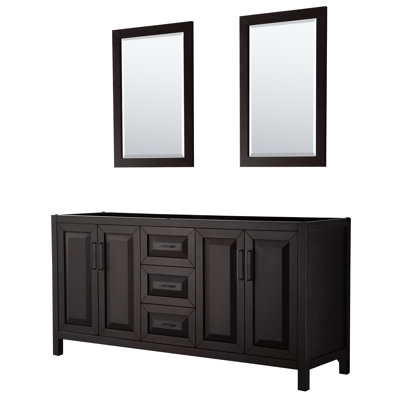 Base de meuble-lavabo double de salle de bain 71" avec miroir seulement Daria