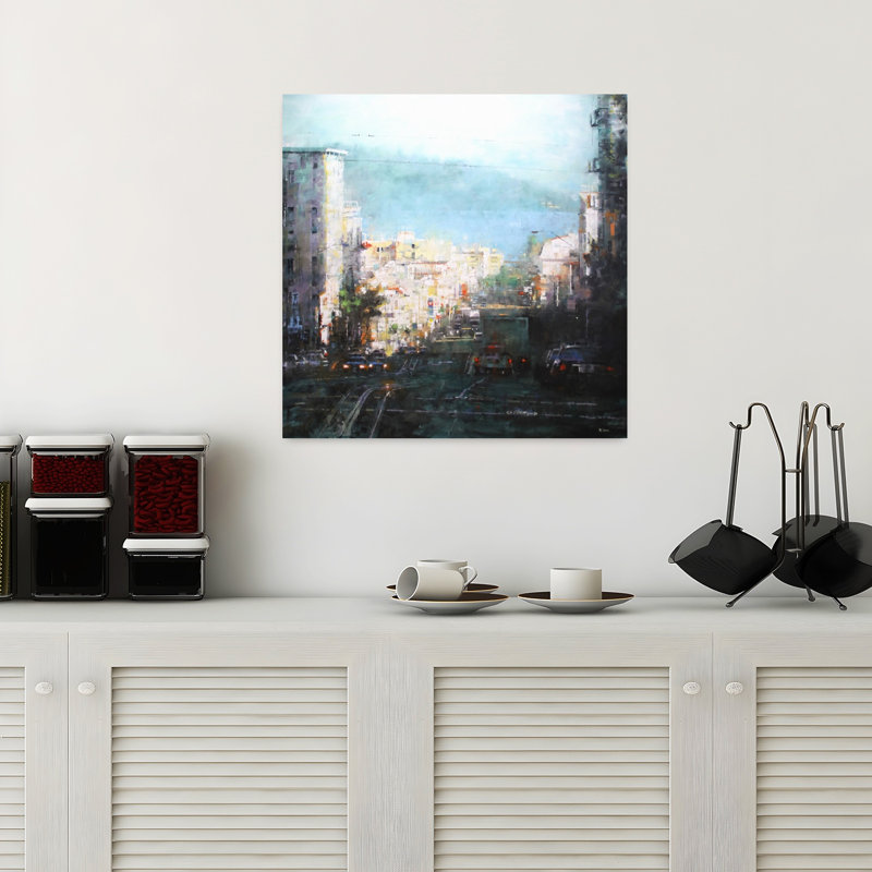 Baie, brume, paysage contemporain, art naturel, H 18 po x l 18 po